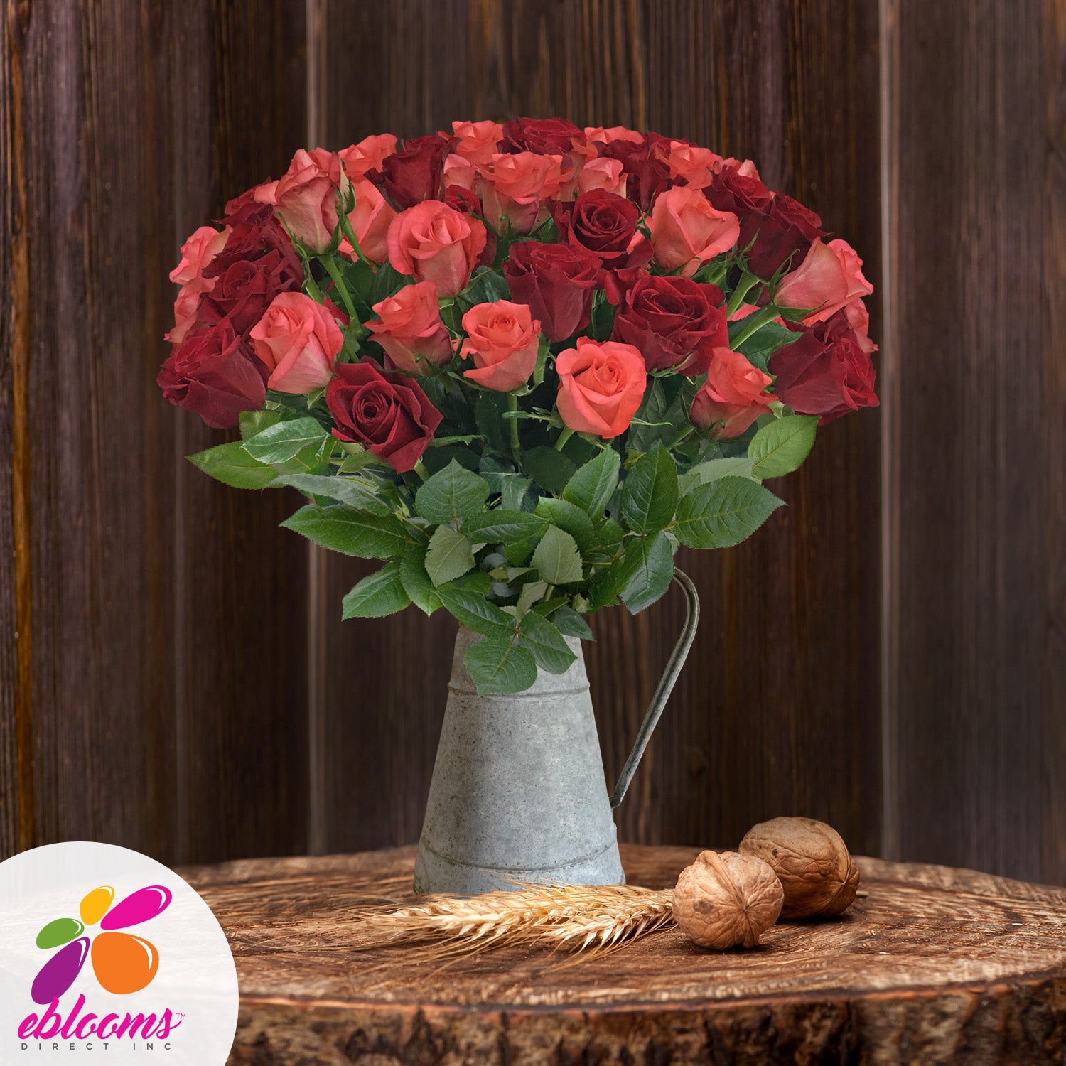 Red And Coral Roses -EbloomsDirect – Eblooms Farm Direct Inc.